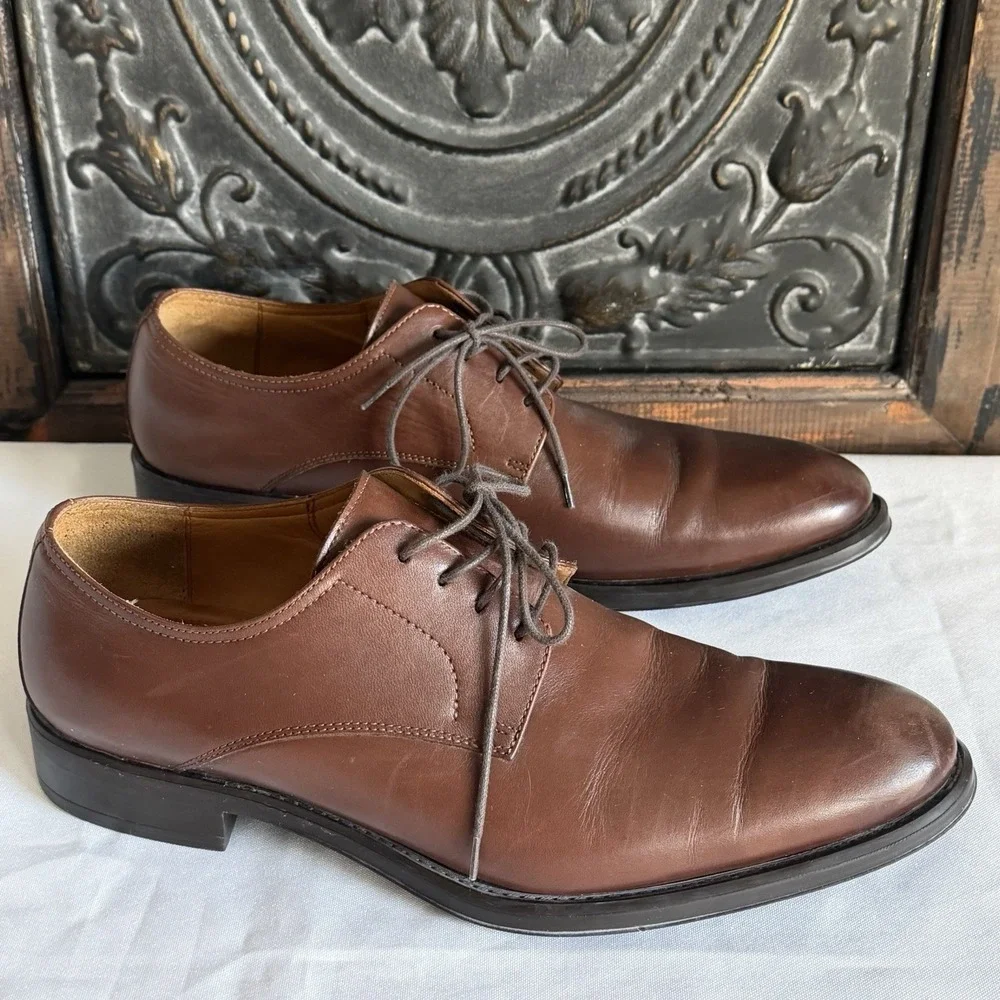 Broletto Brown Italian Lace Up Oxford Leather Shoes Professional Office Mens 9.5